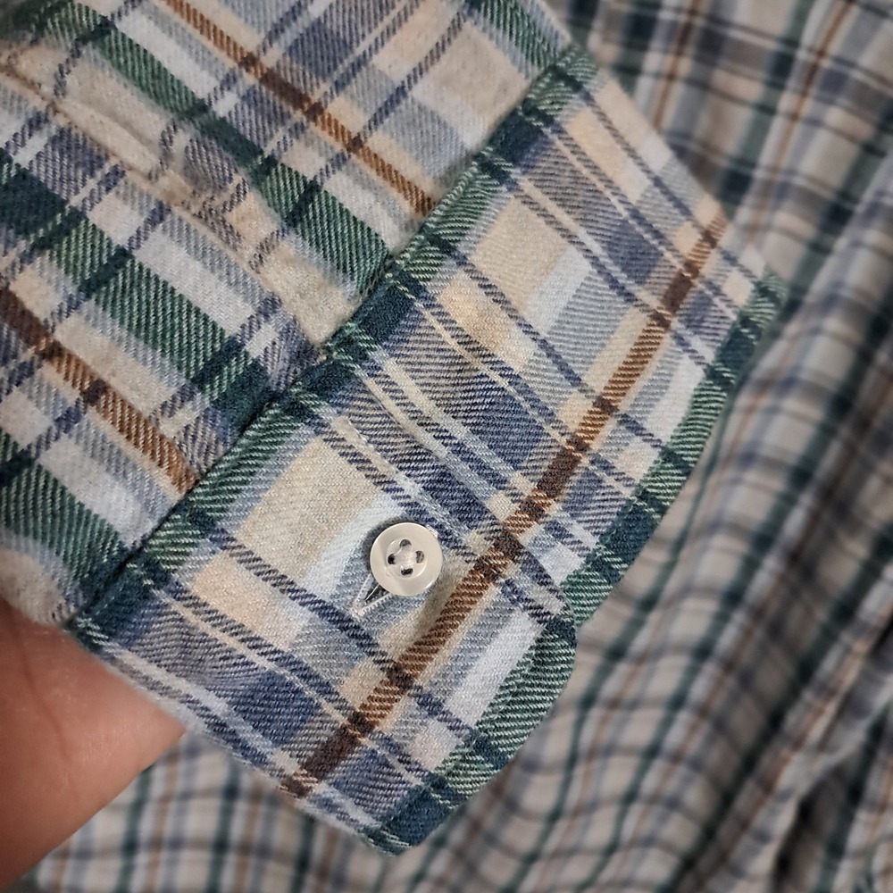 Frank & Eileen Barry Flannel Button Down Women's Large Shirt Blue Plaid Preppy - Picture 12 of 13
